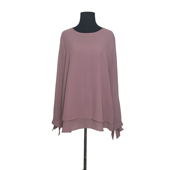 Anne Klein rusty pink long sleeves layered blouse size M - Picture 1 of 11